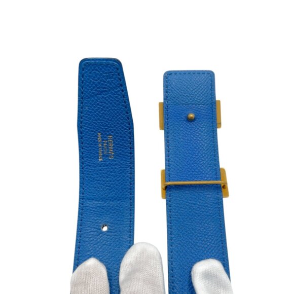 Hermes Constance H Buckle Reversible Belt Black Blue Gold Hardware main image 4